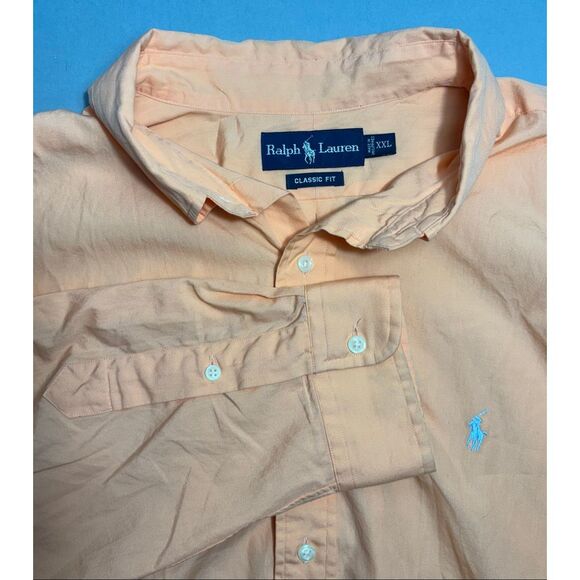 Ralph Lauren Shirt Men’s XXL Orange Button Down Long Sleeve 100% Cotton Pony - Picture 1 of 7